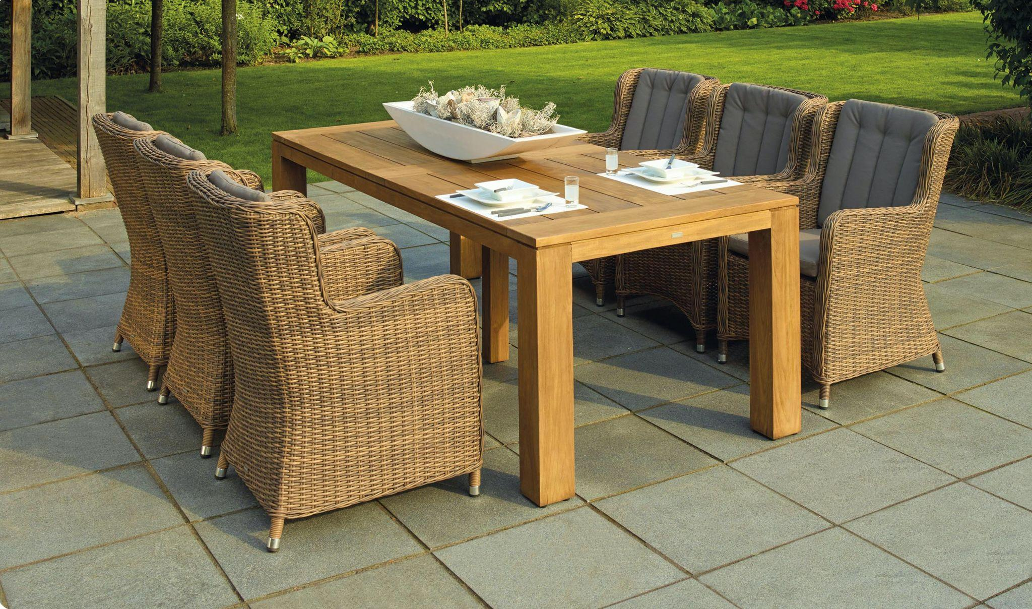 Dining area in a house's backyard