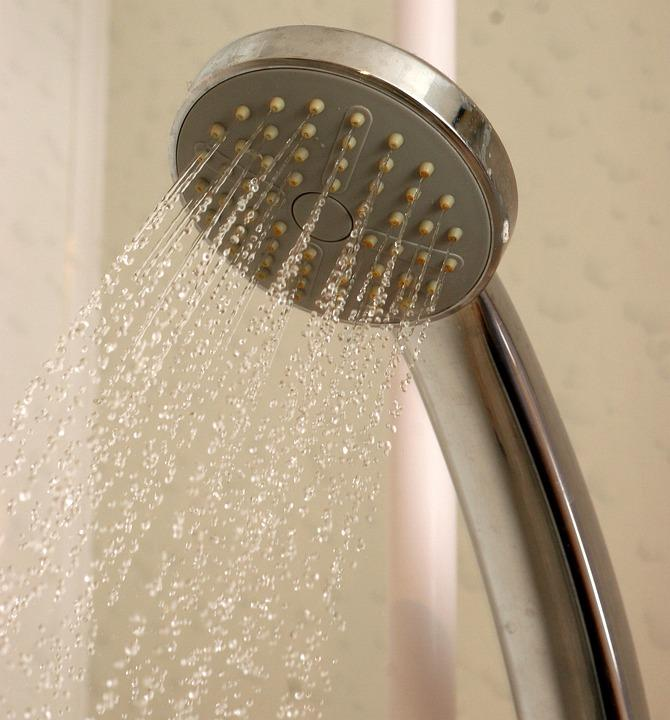 water pouring out of the shower